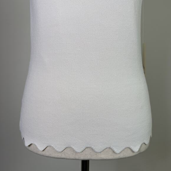 Eliza J White Tank Top Size Small White Wave Ruffle Hem *Flaws Formal Stretch - Picture 3 of 16